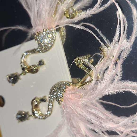 Flamingo Gold Toned Earrings - Picture 3 of 10